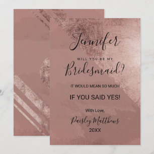 Invitation Rose Moderne Doré Faux Feuille Triangle Demoiselle