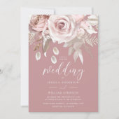 Invitation Rose moderne Dusty Blush Floral Mariage (Devant)