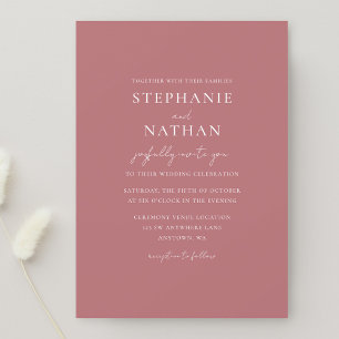 Invitation Rose moderne Dusty Mariage minimaliste