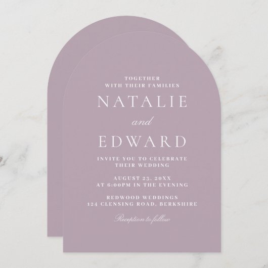 Invitation Rose moderne Dusty & Mauve Moderne Mariage d'arc (Devant / Derrière)