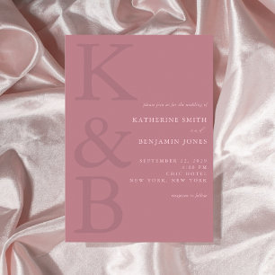 Invitation Rose moderne Dusty Monogramme minimaliste Mariage