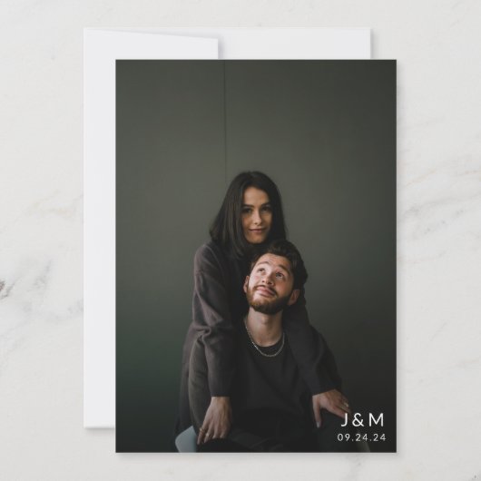 Invitation Rose moderne Dusty Photo Monogramme Code QR Mariag (Dos)