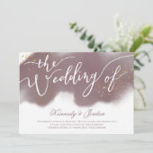 Invitation Rose moderne Dusty Pink and Gold Script Mariage (Debout devant)