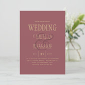 Invitation Rose moderne Dusty Pink Gold Mariage (Debout devant)