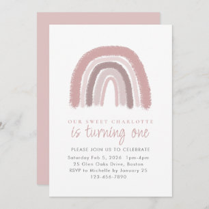 Invitation Rose moderne Dusty Rainbow Premier anniversaire fê