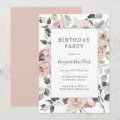 Invitation Rose moderne Dusty rose Floral Élégant Anniversair (Devant / Derrière)