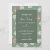 Invitation Rose moderne élégant or Dandelion Mariage vert (Devant)