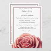 Invitation Rose moderne en blanc (Devant / Derrière)