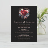 Invitation Rose moderne en forme de coeur (Debout devant)