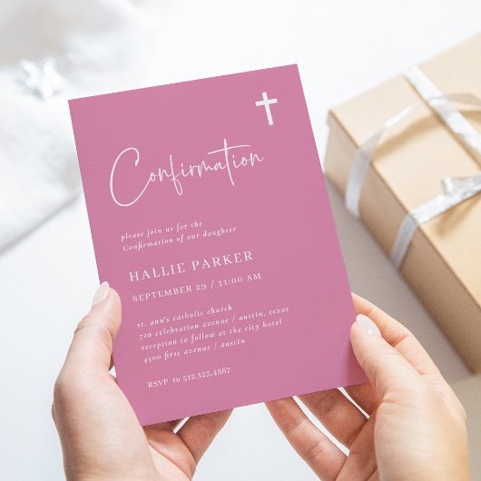 Invitation Rose moderne et minimaliste | Confirmations
