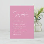 Invitation Rose moderne et minimaliste | Confirmations (Debout devant)