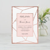 Invitation Rose moderne géométrique  d'or terrarium mariage (Debout devant)