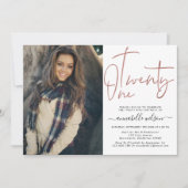 Invitation Rose moderne Gold 21st Birthday Photo (Devant)