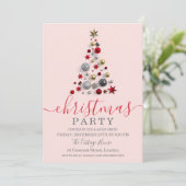 Invitation Rose moderne Gold Bauble Tree Noël (Debout devant)