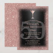 Invitation Rose moderne Gold & Black Cocktail 50e anniversair (Devant / Derrière)