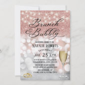 Invitation Rose moderne Gold Brunch & Bubbly Fête des mariées (Devant)