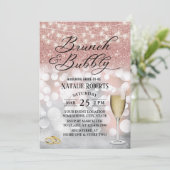 Invitation Rose moderne Gold Brunch & Bubbly Fête des mariées (Debout devant)