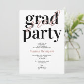 Invitation Rose moderne Gold Calligraphy Graduation Party (Debout devant)