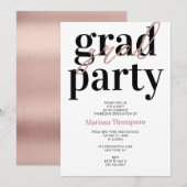 Invitation Rose moderne Gold Calligraphy Graduation Party (Devant / Derrière)