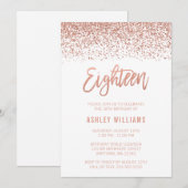 Invitation Rose moderne Gold Faux Parties scintillant 18e ann (Devant / Derrière)