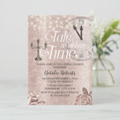 Invitation Rose moderne Gold Floral Conte Fête des mariées (Debout devant)