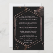 Invitation Rose moderne Gold Frame Black Mariage Forme (Devant)
