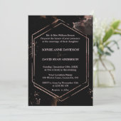 Invitation Rose moderne Gold Frame Black Mariage Forme (Debout devant)