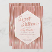 Invitation Rose moderne  Gold Girly Script Sweet sixteen (Devant / Derrière)