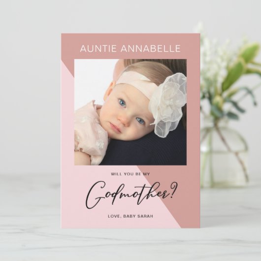 Invitation Rose moderne Gold Godmère Proposition (Debout devant)