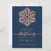 Invitation Rose moderne Gold Hiver Snowflake Noël Marine (Devant)