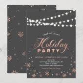 Invitation Rose moderne Gold Holiday Party (Devant / Derrière)