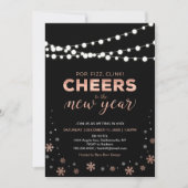 Invitation Rose moderne Gold New Years Eve Party (Devant)