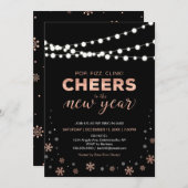 Invitation Rose moderne Gold New Years Eve Party (Devant / Derrière)