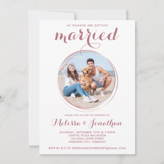 Invitation Rose moderne Gold personnalisé Animaux de compagni (Devant)