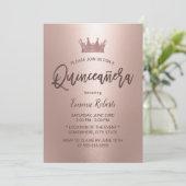 Invitation Rose moderne Gold Princesse Quinceanera 15 Anniver (Debout devant)