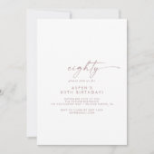 Invitation Rose moderne Gold Script 80e fête d'anniversaire (Devant)