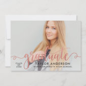 Invitation Rose moderne Gold Script Graduate Photo Graduate (Devant)