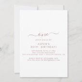 Invitation Rose moderne Gold Script Première fête d'anniversa (Devant)