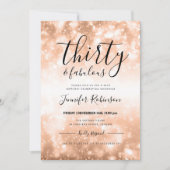 Invitation Rose moderne Gold Thirty & Fabulous 30e anniversai (Devant)