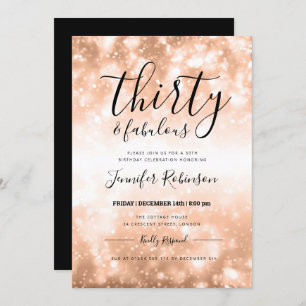 Invitation Rose moderne Gold Thirty & Fabulous 30e anniversai