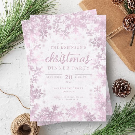 Invitation Rose moderne Gold Winter Wonderland Noël