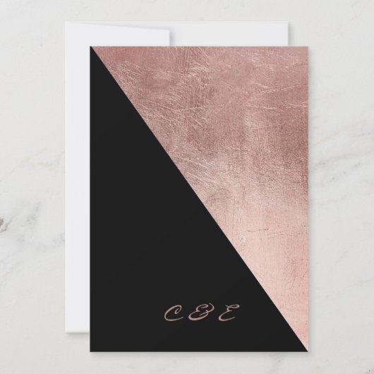 Invitation Rose moderne marbre d'or Mariage triangle géométri (Dos)