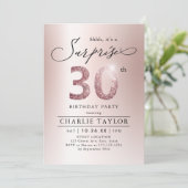 Invitation Rose moderne or adulte surprise 30e anniversaire (Debout devant)