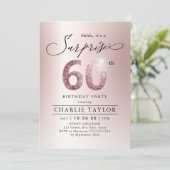 Invitation Rose moderne or adulte surprise 60e anniversaire (Debout devant)