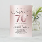 Invitation Rose moderne or adulte surprise 70e anniversaire (Debout devant)
