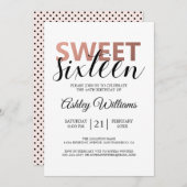 Invitation Rose moderne or élégant doux 16 (Devant / Derrière)