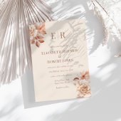 Invitation Rose moderne or Floral Mariage Monogramme