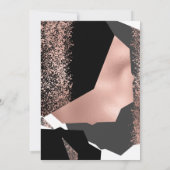 Invitation Rose moderne Or noir blanc Géométrique Sweet 16 (Dos)