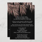 Invitation Rose moderne or noir palmier tropical mariage2 (Devant / Derrière)