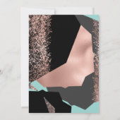 Invitation Rose moderne Or noir Turquoise Géométrique Sweet 1 (Dos)